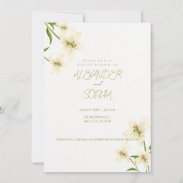 ELEGANT MINIMALIST LILY WEDDING INVITATION  INBJUDNINGAR