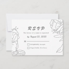 Elegant Minimalist Line Art Blommigt Bröllop OSA Kort