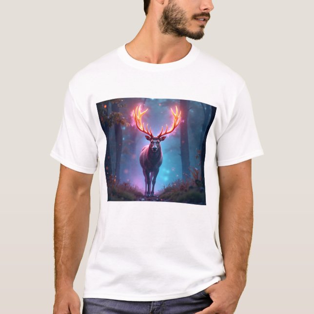 Elegant Minimalist Line Art Deer T Shirt (Framsida)