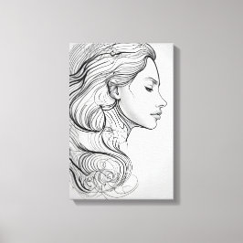 Elegant Minimalist Line Art Porträtt Canvastryck