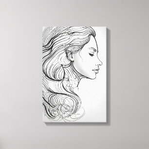 Elegant Minimalist Line Art Porträtt Canvastryck