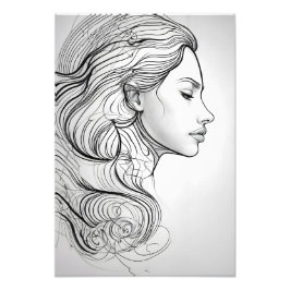 Elegant Minimalist Line Art Porträtt Fototryck