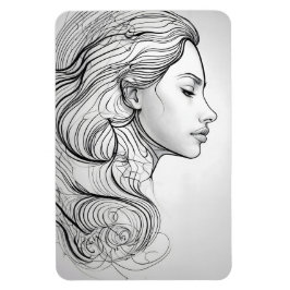Elegant Minimalist Line Art Porträtt Magnet