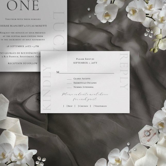 Elegant Minimalist Luxury White Bröllop OSA Kort (This modern, minimalist RSVP card is elegant and luxurious, perfect for fine art weddings.)
