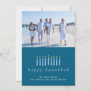 Elegant Minimalist Lycklig Hanukkah Familj 1 Foto Julkort
