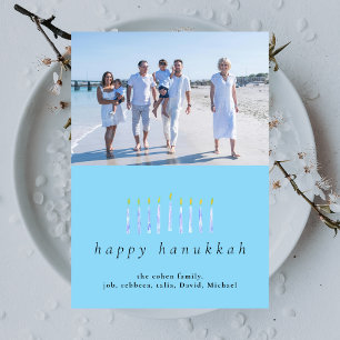 Elegant Minimalist Lycklig Hanukkah Familj 1 Foto Julkort