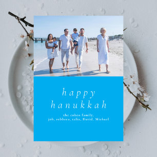 Elegant Minimalist Lycklig Hanukkah Familj 1 Foto Julkort