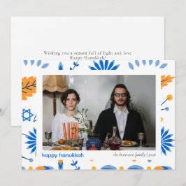 Elegant Minimalist Lycklig Hanukkah Familj 1 Foto Julkort