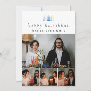 Elegant Minimalist Lycklig Hanukkah Familj 4 Foto Julkort