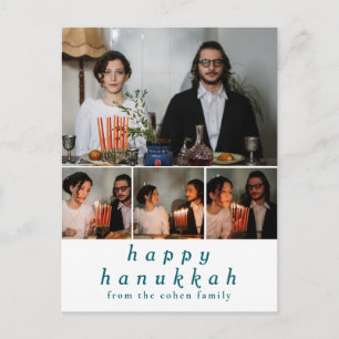 Elegant Minimalist Lycklig Hanukkah Family 4 Foto Helg Vykort