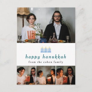 Elegant Minimalist Lycklig Hanukkah Family 4 Foto Helg Vykort