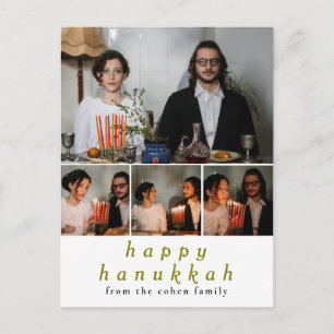 Elegant Minimalist Lycklig Hanukkah Family 4 Foto Helg Vykort