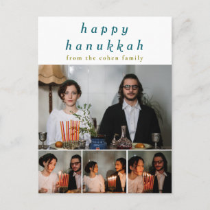 Elegant Minimalist Lycklig Hanukkah Family 4 Foto Helg Vykort