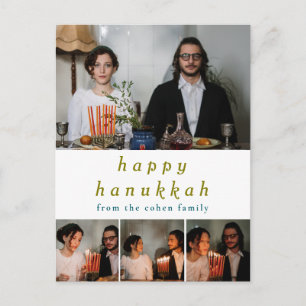 Elegant Minimalist Lycklig Hanukkah Family 4 Foto Helg Vykort