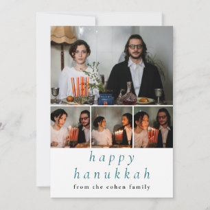 Elegant Minimalist Lycklig Hanukkah Family 4 Foto Julkort