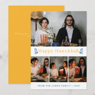Elegant Minimalist Lycklig Hanukkah Family 4 Foto Julkort