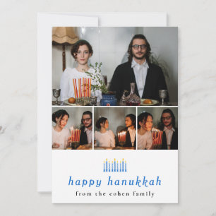 Elegant Minimalist Lycklig Hanukkah Family 4 Foto Julkort