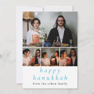 Elegant Minimalist Lycklig Hanukkah Family 4 Foto Julkort