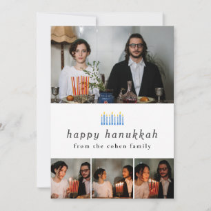 Elegant Minimalist Lycklig Hanukkah Family 4 Foto Julkort