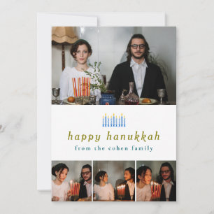 Elegant Minimalist Lycklig Hanukkah Family 4 Foto Julkort