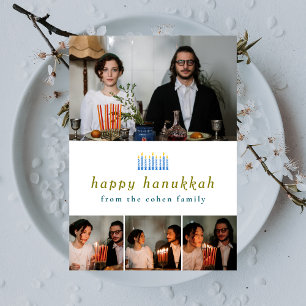 Elegant Minimalist Lycklig Hanukkah Family 4 Foto Julkort
