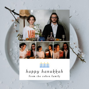 Elegant Minimalist Lycklig Hanukkah Family 4 Foto Julkort