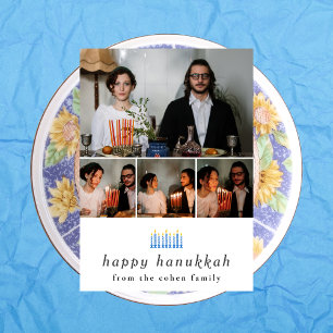 Elegant Minimalist Lycklig Hanukkah Family 4 Foto Julkort