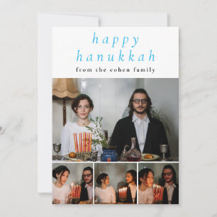 Elegant Minimalist Lycklig Hanukkah Family 4 Foto Julkort