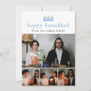 Elegant Minimalist Lycklig Hanukkah Family 4 Foto Julkort