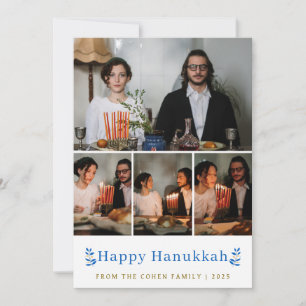 Elegant Minimalist Lycklig Hanukkah Family 4 Foto Julkort