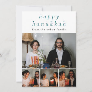 Elegant Minimalist Lycklig Hanukkah Family 4 Foto Julkort