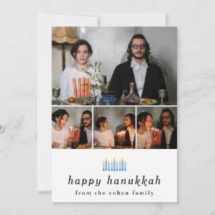 Elegant Minimalist Lycklig Hanukkah Family 4 Foto Julkort