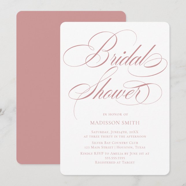 Elegant Minimalist modern Bridal Shower  Inbjudningar (Fram/baksida)