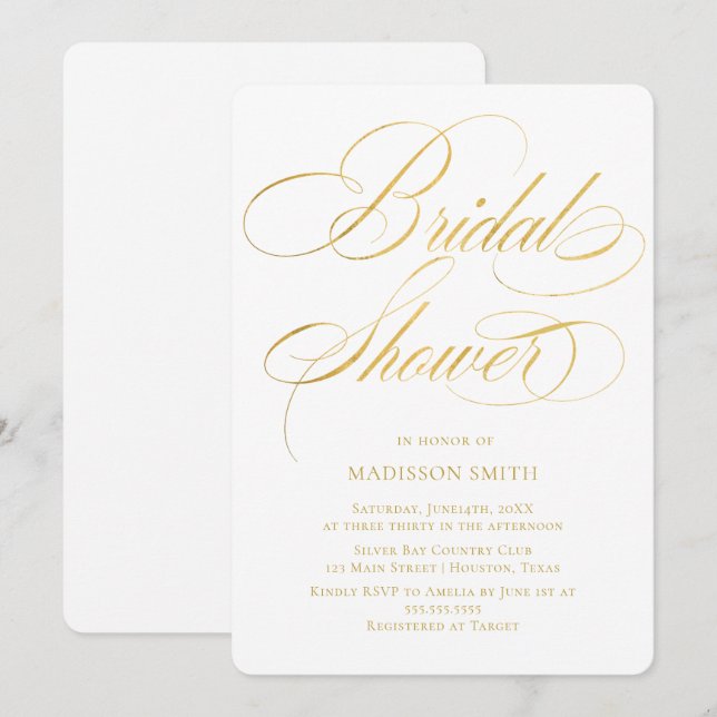 Elegant Minimalist modern Bridal Shower  Inbjudningar (Fram/baksida)