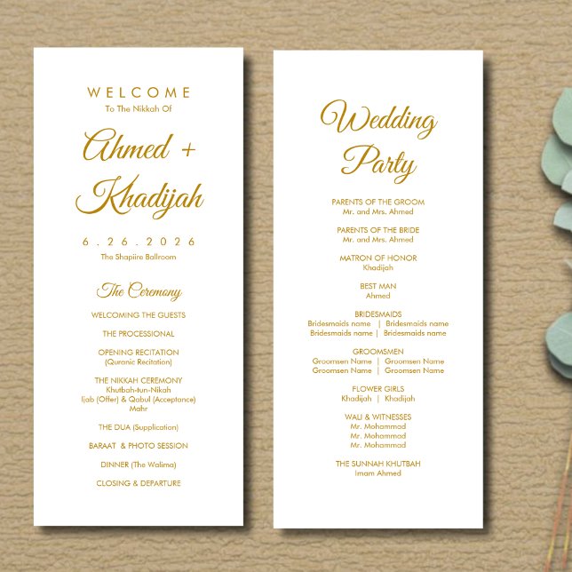 Elegant Minimalist Modern Islamic Wedding Program (Skapare uppladdad)