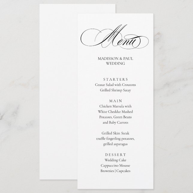 Elegant Minimalist modern Menu  Meny (Fram/baksida)