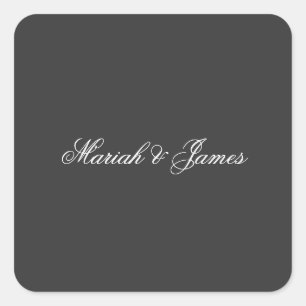 Elegant minimalist modern namnekalligrafi fyrkantigt klistermärke