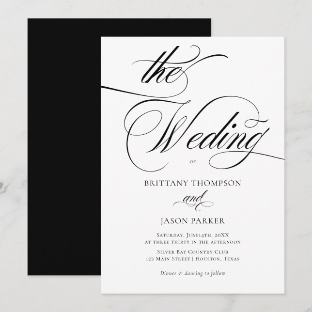 Elegant Minimalist modern Wedding Inbjudningar (Fram/baksida)