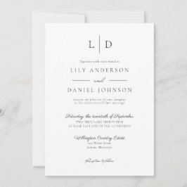 Elegant minimalist monogram all-in-one bröllop inbjudningar