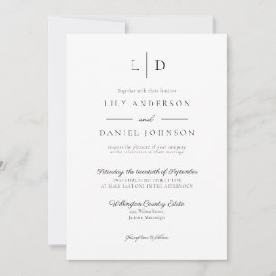 Elegant minimalist monogram all-in-one bröllop inbjudningar