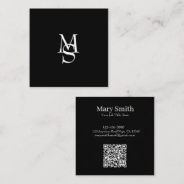 Elegant minimalist monogram anpassningsbar QR-kod Fyrkantigt Visitkort