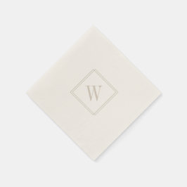Elegant Minimalist Monogram Beige Bröllop Cocktail Pappersservett