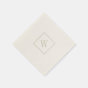 Elegant Minimalist Monogram Beige Bröllop Cocktail Pappersservett