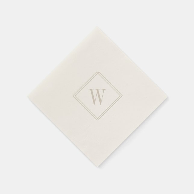 Elegant Minimalist Monogram Beige Bröllop Cocktail Pappersservett (Hörn)