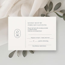 Elegant minimalist monogram bröllops-RSVP
