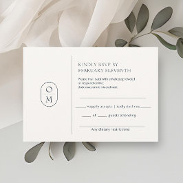 Elegant minimalist monogram bröllops-RSVP OSA Kort