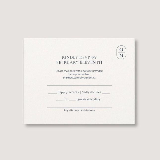 Elegant minimalist monogram bröllops-RSVP OSA Kort (Skapare uppladdad)