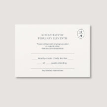 Elegant minimalist monogram bröllops RSVP