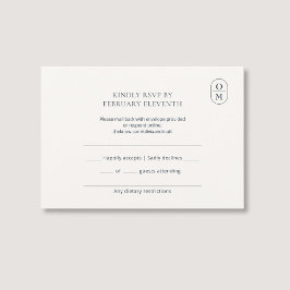 Elegant minimalist monogram bröllops RSVP OSA Kort