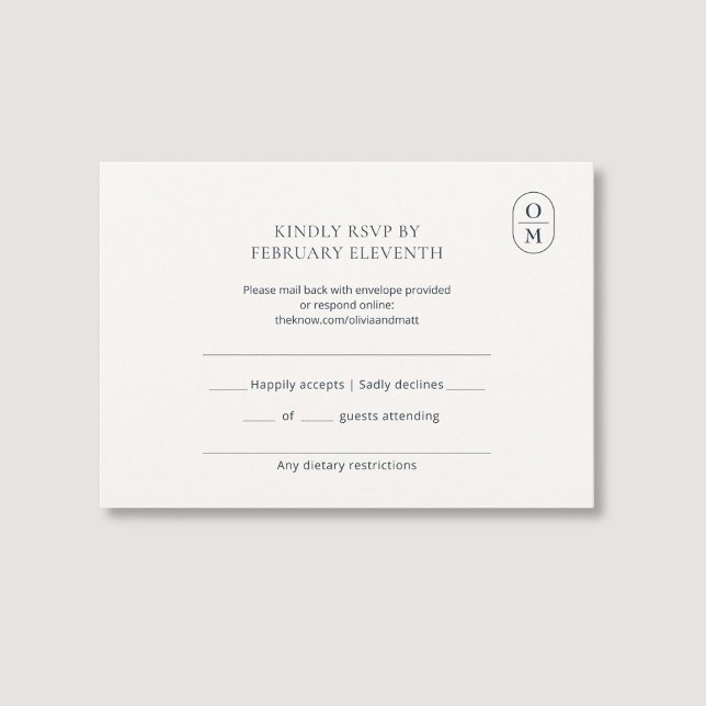 Elegant minimalist monogram bröllops RSVP OSA Kort (Skapare uppladdad)